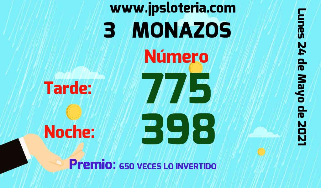 Resultados 3 Monazos del Lunes 24 de Mayo de 2021