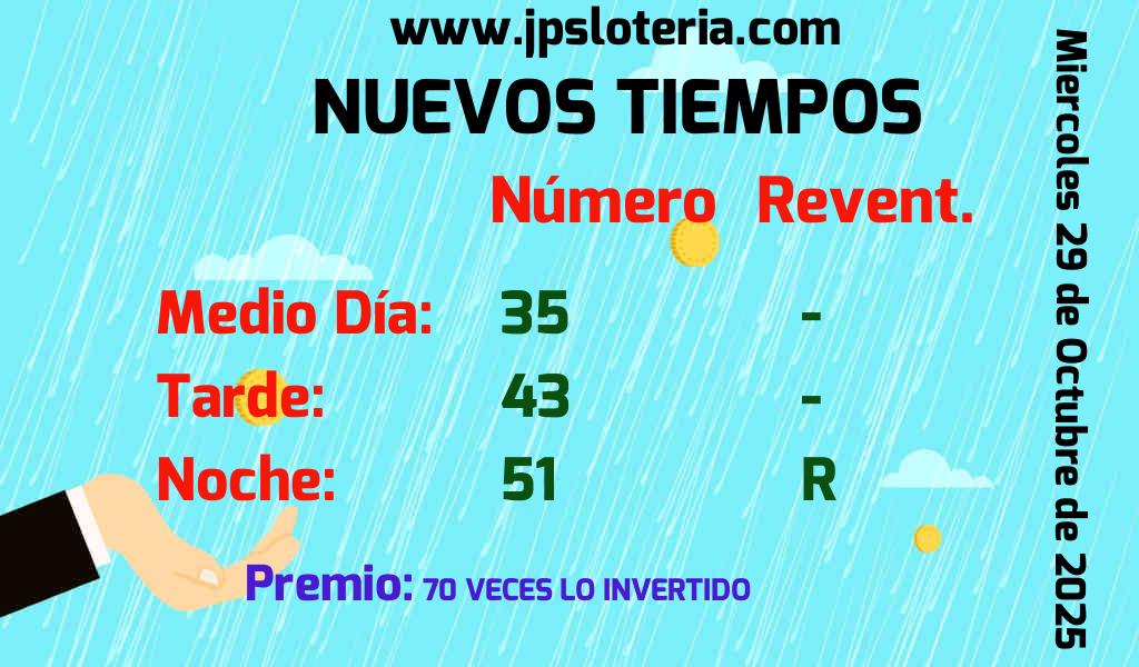 Resultados Nuevos Tiempos del Miércoles 29 de Octubre de 2025