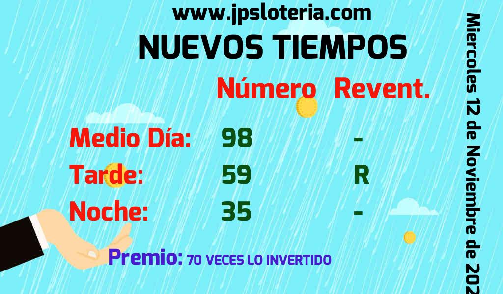 Resultados Nuevos Tiempos del Miércoles 12 de Noviembre de 2025