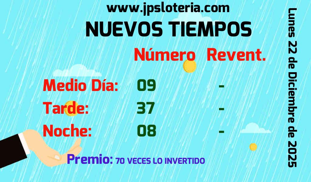 Resultados Nuevos Tiempos del Lunes 22 de Diciembre de 2025