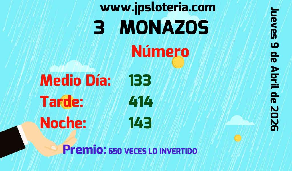 Resultados 3 Monazos del Jueves 9 de Abril de 2026