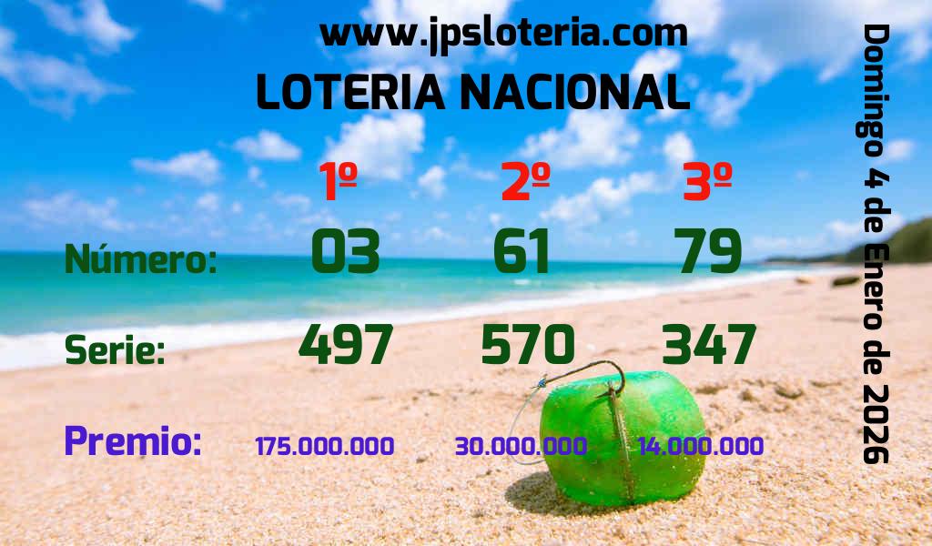 Resultados Loteria Nacional del Domingo 4 de Enero de 2026