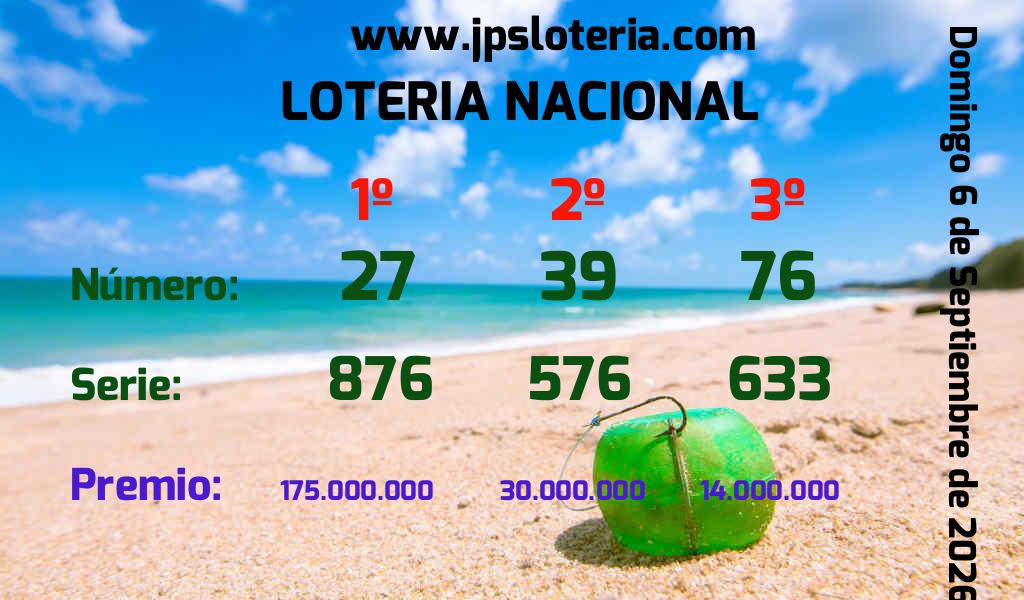 Resultados Loteria Nacional del Domingo 6 de Septiembre de 2026