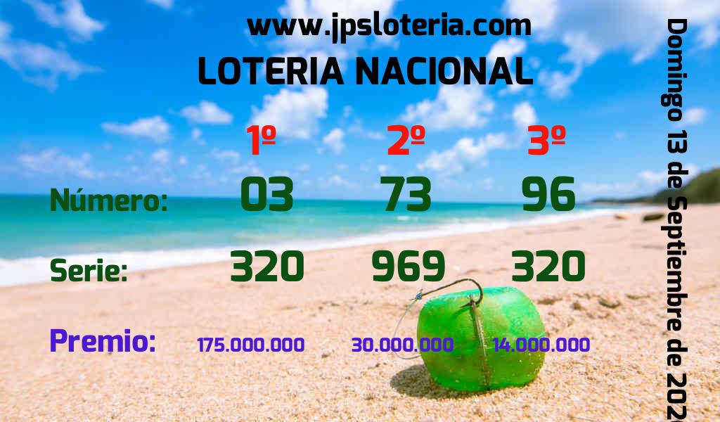 Resultados Loteria Nacional del Domingo 13 de Septiembre de 2026