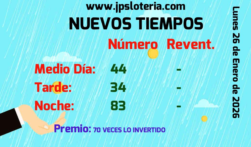Resultados Nuevos Tiempos del Lunes 26 de Enero de 2026