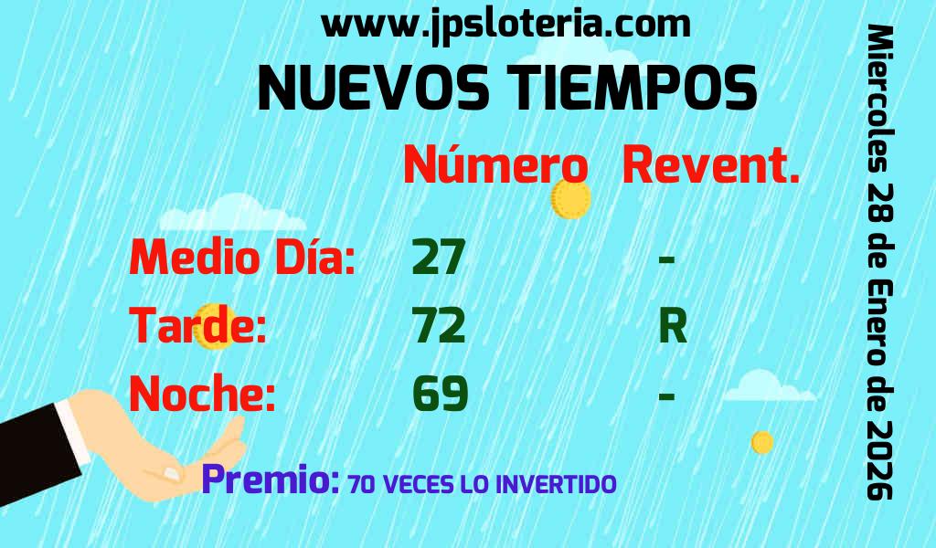 Resultados Nuevos Tiempos del Miércoles 28 de Enero de 2026