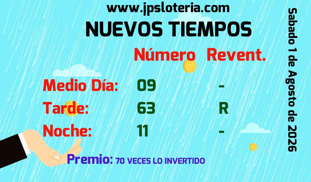 Resultados Nuevos Tiempos del Sábado 1 de Agosto de 2026