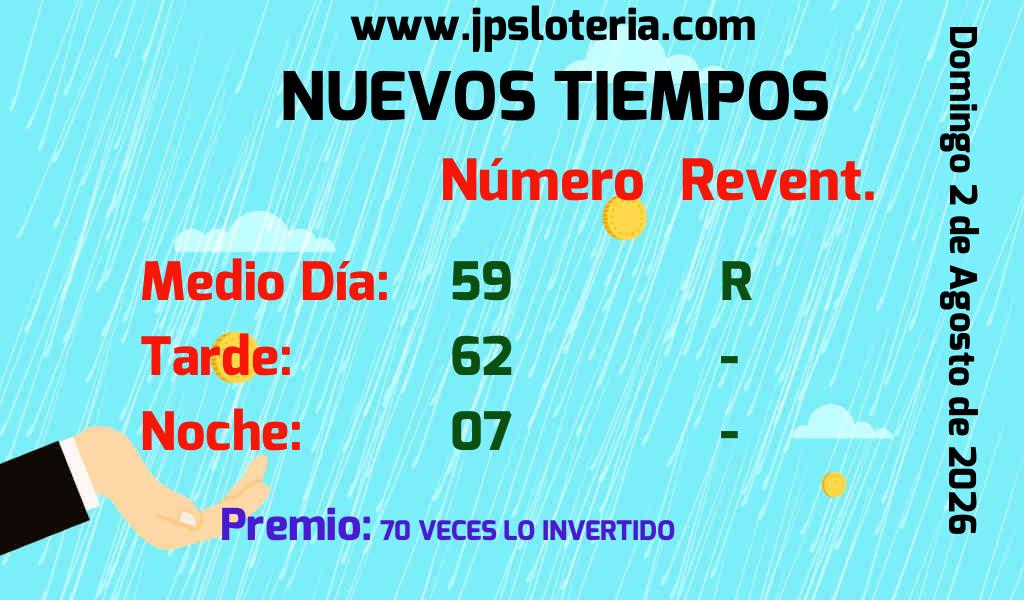 Resultados Nuevos Tiempos del Domingo 2 de Agosto de 2026