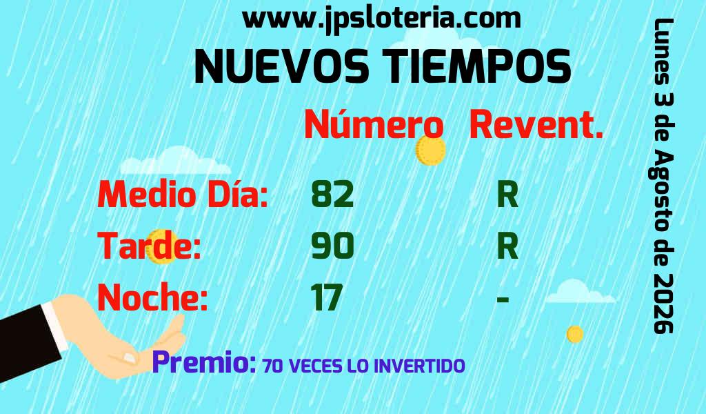 Resultados Nuevos Tiempos del Lunes 3 de Agosto de 2026