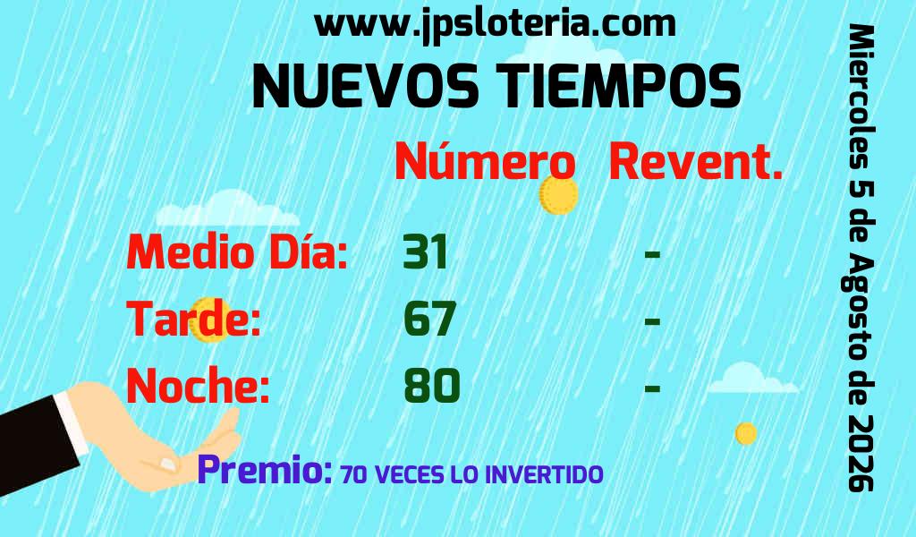 Resultados Nuevos Tiempos del Miércoles 5 de Agosto de 2026