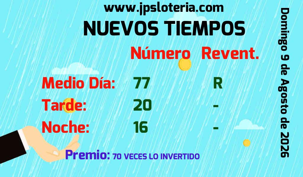 Resultados Nuevos Tiempos del Domingo 9 de Agosto de 2026