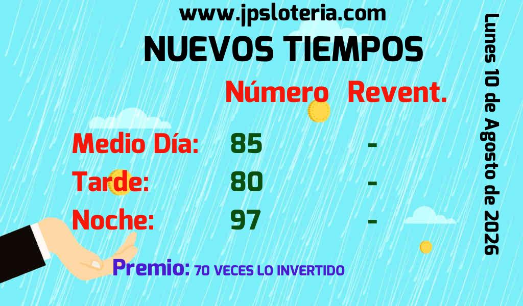 Resultados Nuevos Tiempos del Lunes 10 de Agosto de 2026