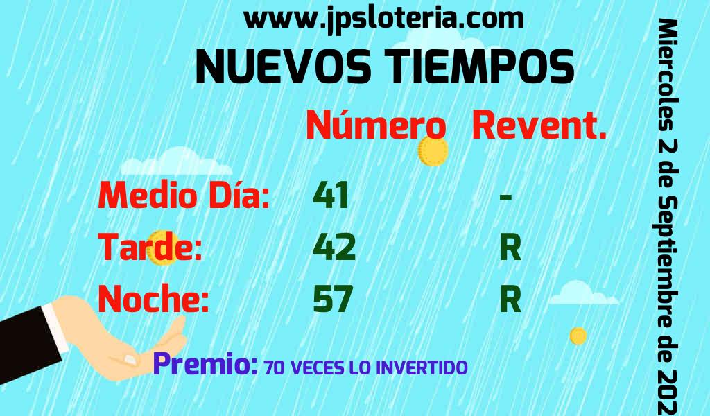 Resultados Nuevos Tiempos del Miércoles 2 de Septiembre de 2026