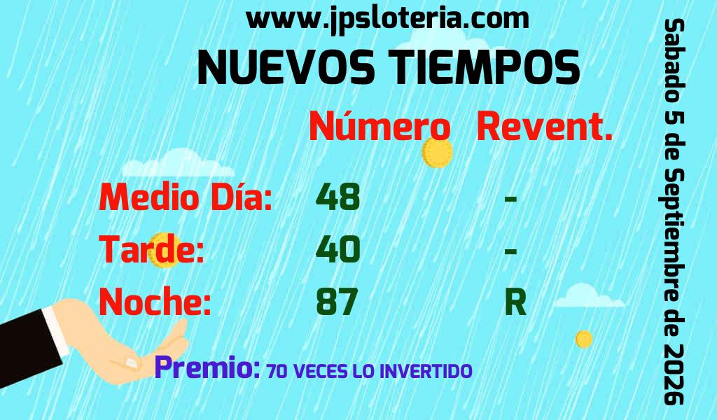 Resultados Nuevos Tiempos del Sábado 5 de Septiembre de 2026