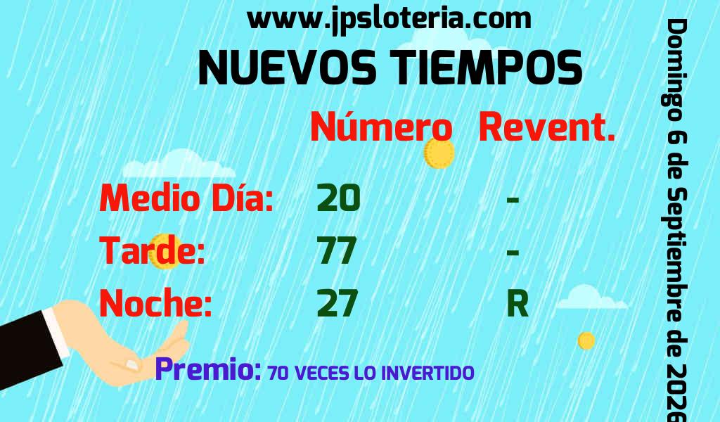 Resultados Nuevos Tiempos del Domingo 6 de Septiembre de 2026