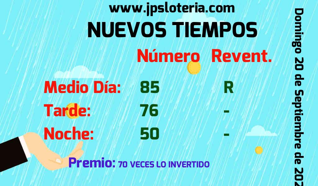 Resultados Nuevos Tiempos del Domingo 20 de Septiembre de 2026