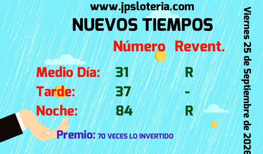 Resultados Nuevos Tiempos del Viernes 25 de Septiembre de 2026