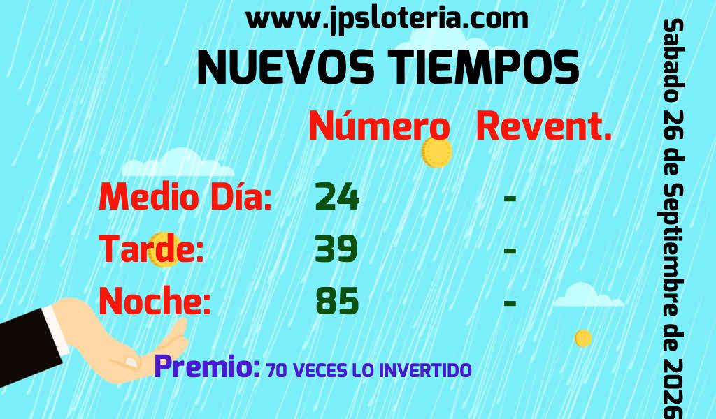 Resultados Nuevos Tiempos del Sábado 26 de Septiembre de 2026